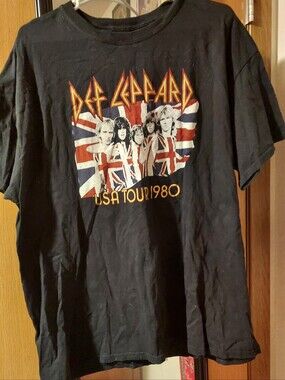 Def Leppard USA Tour 1980 Black Graphic Tee